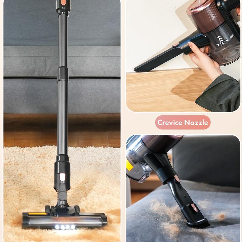 Cordless Vacuum Cleaner – 28KPa Powerful Suction, 50-Min Runtime, 8-in-1 Lightweight Design for Pet Hair & Carpets